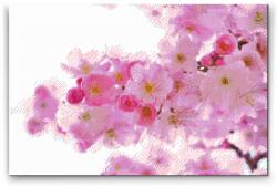 Gyémánt kirakó - Virágzó cseresznye Méret: 40x60cm, Keretezés: Műanyagtáblával, Gyémántok: Négyzet alakú