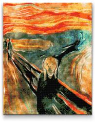  Gyémántszemes festmény - Edvard Munch: A sikoly Méret: 30x40cm, Keretezés: Keret nélkül (csak a vászon), Gyémántok: Négyzet alakú