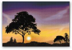 Gyémántszemes festmény - Természet naplementével Méret: 40x60cm, Keretezés: Keret nélkül (csak a vászon), Gyémántok: Kerek