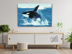 Gyémántszemes festmény - Kardszárnyú delfin a levegőben Méret: 40x60cm, Keretezés: Kartonlemezen, Gyémántok: Kerek