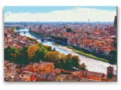 Gyémántszemes festmény - Városkép Verona 2 Méret: 40x60cm, Keretezés: Kartonlemezen, Gyémántok: Négyzet alakú
