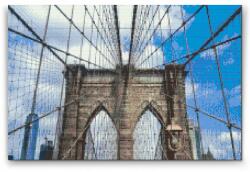 Gyémántszemes festmény - Brooklyn híd 3 Méret: 40x60cm, Keretezés: Fatáblával, Gyémántok: Négyzet alakú