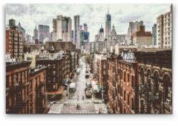  Gyémántszemes festmény - Manhattan, New York City Méret: 40x60cm, Keretezés: Műanyagtáblával, Gyémántok: Négyzet alakú