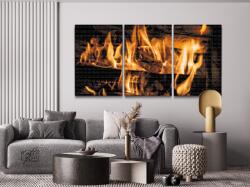  Gyémántszemes festmény - Tűz a kandallóban (3 db-os készlet) Méret: 30x40cm (3db), Keretezés: Műanyagtáblával, Gyémántok: Kerek