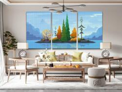  Gyémánt kirakó - Kis sziget (3 db-os készlet) Méret: 30x40cm (3db), Keretezés: Kartonlemezen, Gyémántok: Kerek