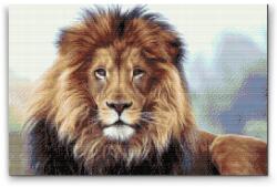  Gyémántszemes festmény - Az oroszlán, az állatok királya Méret: 40x60cm, Keretezés: Fatáblával, Gyémántok: Kerek