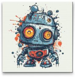  Gyémántszemes festmény - Aranyos robot Méret: 50x50cm, Keretezés: Keret nélkül (csak a vászon), Gyémántok: Kerek