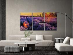 Gyémántszemes festmény - Levendulamező (3 db-os készlet) Méret: 30x40cm (3db), Keretezés: Kartonlemezen, Gyémántok: Négyzet alakú