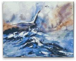  Gyémántszemes festmény - Sirály a tenger felett Méret: 30x40cm, Keretezés: Műanyagtáblával, Gyémántok: Négyzet alakú