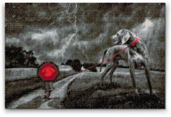 Gyémántszemes festmény - Séta esőben Méret: 40x60cm, Keretezés: Műanyagtáblával, Gyémántok: Kerek