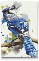  Gyémántszemes festmény - Cyanocitta Méret: 40x60cm, Keretezés: Keret nélkül (csak a vászon), Gyémántok: Négyzet alakú