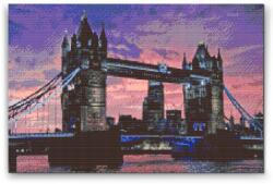  Gyémántszemes festmény - Tower Bridge naplementénél Méret: 40x60cm, Keretezés: Kartonlemezen, Gyémántok: Kerek