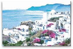 Gyémántszemes festmény - Santorini Méret: 40x60cm, Keretezés: Műanyagtáblával, Gyémántok: Kerek