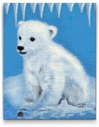  Gyémántszemes kirakó - Jegesmackó Méret: 30x40cm, Keretezés: Műanyagtáblával, Gyémántok: Kerek