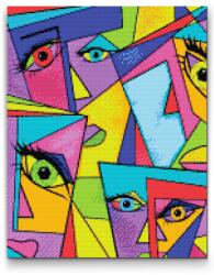 Gyémántszemes festmény - Absztrakt arcok 2 Méret: 30x40cm, Keretezés: Keret nélkül (csak a vászon), Gyémántok: Kerek