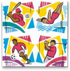 Gyémántszemes festmény - Különböző sportágak 1 Méret: 50x50cm, Keretezés: Kartonlemezen, Gyémántok: Négyzet alakú