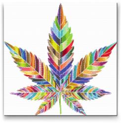  Gyémántszemes festmény - Kannabisz Méret: 50x50cm, Keretezés: Keret nélkül (csak a vászon), Gyémántok: Kerek