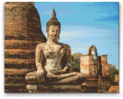 Gyémántszemes festmény - Buddha-szobor Méret: 30x40cm, Keretezés: Keret nélkül (csak a vászon), Gyémántok: Kerek