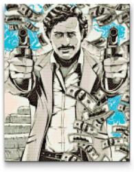 Gyémántszemes festmény - Pablo Escobar Méret: 30x40cm, Keretezés: Műanyagtáblával, Gyémántok: Kerek
