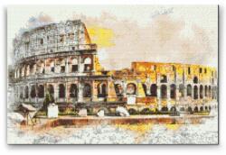 Gyémántszemes festmény - Colosseum illusztráció Méret: 40x60cm, Keretezés: Keret nélkül (csak a vászon), Gyémántok: Kerek