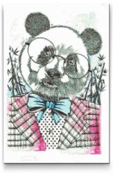 Gyémántszemes festmény - Elegáns panda Méret: 40x60cm, Keretezés: Keret nélkül (csak a vászon), Gyémántok: Négyzet alakú