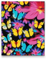 Gyémántszemes festmény - Színes pillangók Méret: 30x40cm, Keretezés: Keret nélkül (csak a vászon), Gyémántok: Négyzet alakú