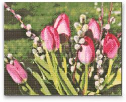 Gyémántszemes festmény - Tulipánok Méret: 40x50cm, Keretezés: Kartonlemezen, Gyémántok: Négyzet alakú