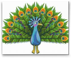  Gyémántszemes festmény - Festett páva Méret: 40x50cm, Keretezés: Keret nélkül (csak a vászon), Gyémántok: Kerek
