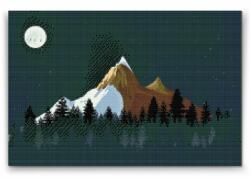  Gyémántszemes festmény - Hegyek éjjel Méret: 40x60cm, Keretezés: Keret nélkül (csak a vászon), Gyémántok: Kerek