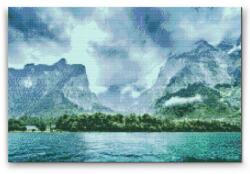  Gyémántszemes festmény - Königssee tó, Németország Méret: 40x60cm, Keretezés: Keret nélkül (csak a vászon), Gyémántok: Négyzet alakú