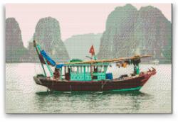  Gyémántszemes festmény - Ha Long Bay Méret: 40x60cm, Keretezés: Keret nélkül (csak a vászon), Gyémántok: Négyzet alakú