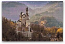 Gyémántszemes festmény - Neuschwanstein kastély Méret: 40x60cm, Keretezés: Kartonlemezen, Gyémántok: Négyzet alakú
