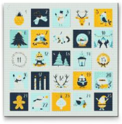  Gyémántszemes festmény - Adventi kalendárium Méret: 50x50cm, Keretezés: Kartonlemezen, Gyémántok: Kerek