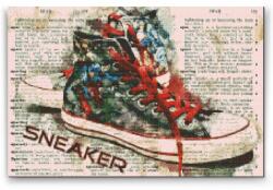 Gyémántszemes festmény - Converse tornacsuka Méret: 40x60cm, Keretezés: Keret nélkül (csak a vászon), Gyémántok: Kerek