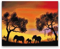  Gyémántszemes festmény - Elefántcsalád Méret: 30x40cm, Keretezés: Műanyagtáblával, Gyémántok: Kerek