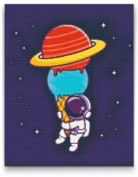  Gyémántszemes festmény - Űrhajós bolygókúppal Méret: 40x50cm, Keretezés: Műanyagtáblával, Gyémántok: Kerek