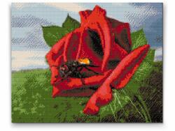 Gyémántszemes festmény - Méhecske rózsán Méret: 40x50cm, Keretezés: Kartonlemezen, Gyémántok: Kerek