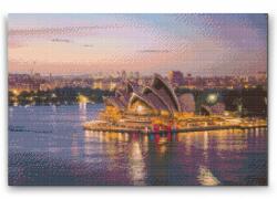Gyémántszemes festmény - Sydney éjjeli opera Méret: 40x60cm, Keretezés: Keret nélkül (csak a vászon), Gyémántok: Kerek