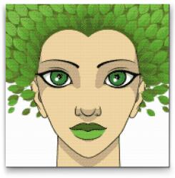  Gyémántszemes festmény - Nő levelekkel Méret: 50x50cm, Keretezés: Keret nélkül (csak a vászon), Gyémántok: Kerek