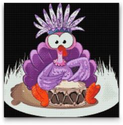 Gyémántszemes festmény - Lila pulyka Méret: 50x50cm, Keretezés: Keret nélkül (csak a vászon), Gyémántok: Kerek