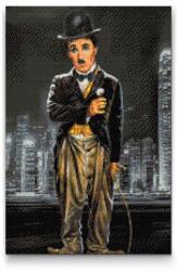 Gyémántszemes festmény - Charlie Chaplin a városban Méret: 40x60cm, Keretezés: Fatáblával, Gyémántok: Kerek