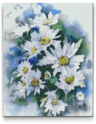 Gyémántszemes festmény - Fehér őszi virág Méret: 40x50cm, Keretezés: Keret nélkül (csak a vászon), Gyémántok: Kerek