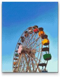Gyémántszemes festmény - Tibidabo vidámpark, Barcelona Méret: 30x40cm, Keretezés: Keret nélkül (csak a vászon), Gyémántok: Négyzet alakú