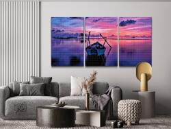 Gyémánt kirakó - Csónak naplementében (3 db-os készlet) Méret: 30x40cm (3db), Keretezés: Kartonlemezen, Gyémántok: Kerek