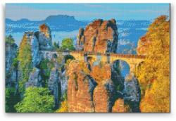 Gyémántszemes festmény - Bastei hídja Méret: 40x60cm, Keretezés: Keret nélkül (csak a vászon), Gyémántok: Négyzet alakú
