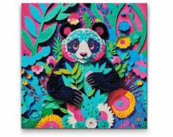  Gyémántszemes festmény - Boldog panda Méret: 50x50cm, Keretezés: Kartonlemezen, Gyémántok: Négyzet alakú