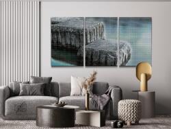  Gyémántszemes festmény - Sziklák vizen (3 db-os készlet) Méret: 30x40cm (3db), Keretezés: Kartonlemezen, Gyémántok: Kerek