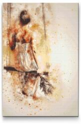  Gyémántszemes festmény - Hintázó kislány Méret: 40x60cm, Keretezés: Műanyagtáblával, Gyémántok: Kerek