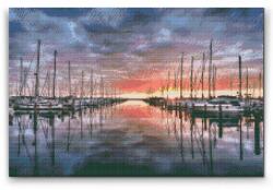 Gyémántszemes festmény - Warnemündei kikötő Méret: 40x60cm, Keretezés: Műanyagtáblával, Gyémántok: Kerek