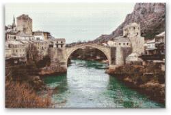  Gyémántszemes kirakó - Mostari híd Méret: 40x60cm, Keretezés: Műanyagtáblával, Gyémántok: Kerek